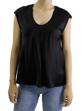 Blusa tinta unita con scollo a V